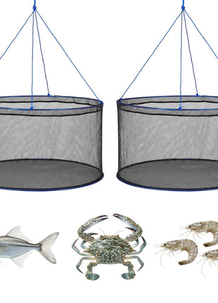 Foldable Fishing Net, Landing Fishing Pier Nets, Portable Drop Net for Pulling up Fish, Durable and Fish-friendly, with Rope and Storage Bag, for Minnows, Crawfish, Shrimp, Crab