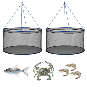 Foldable Fishing Net, Landing Fishing Pier Nets, Portable Drop Net for Pulling up Fish, Durable and Fish-friendly, with Rope and Storage Bag, for Minnows, Crawfish, Shrimp, Crab