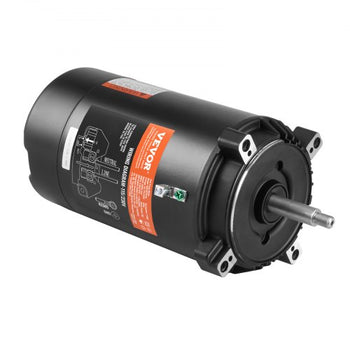 1 HP Pool Pump Motor, 56J Frame, 115V(9.8 Amps)/230V(4.9 Amps) 3450 RPM, 60Hz, 1.4 Service Factor, 90?F/250V Capacitor, CCW Rotation Round Flange Replacement Motor