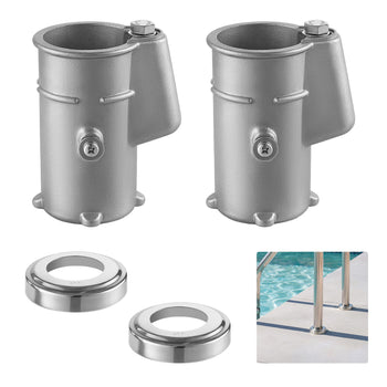 Pool Handrail Anchor Kit 2 Pack 316 Stainless Steel for In-ground, Pool Ladder Anchors and Escutcheon Fits 1-7/8 in OD Rail, Secure Fit, Heavy-Duty Mount Set for Hard Concrete, Silver
