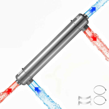 Pool Heat Exchanger, 600K BTU Swimming Pool Heater Exchanger, 316L Stainless Steel Construction, High Efficiency Water to Water Transfer Heating System for Spa, Hot Tub, Indoor/Outdoor, Silver