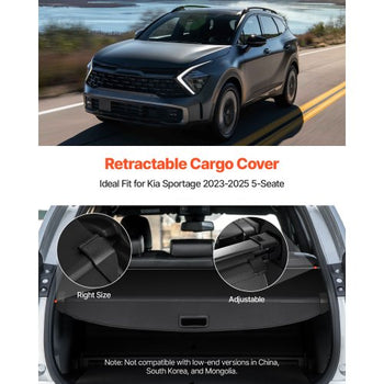 Retractable Cargo Cover, Premium Leather Texture Trunk Cover, Anti-Peeping Luggage Privacy Shield, Easy Installation Security Shade, Car Accessories, for Kia Sportage 2023-2025 5-Seater