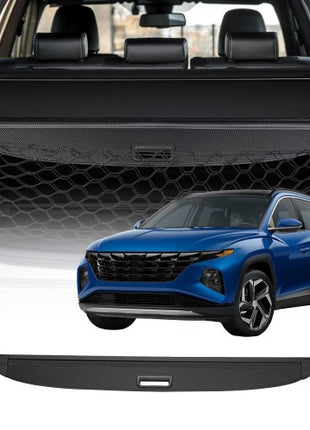 Retractable Cargo Cover, Upgraded Carbon Fiber Texture Trunk Cover, Anti-Peeping Luggage Privacy Shield, Easy Installation Security Shade with Cargo Net, for Hyundai Tucson 2021-2025 5-Seater