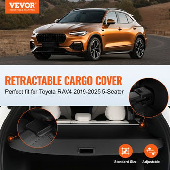 Retractable Cargo Cover for Toyota, Upgraded Waterproof Trunk Cover Security Shield Shade for Toyota RAV4 2019-2025 5-Seater, UV Resistant Rear Trunk Cover, Aluminum Alloy & PVC Leather Texture