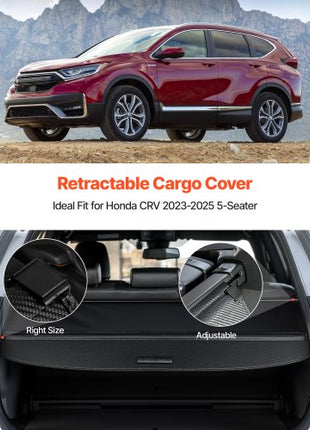Retractable Cargo Cover, Upgraded Carbon Fiber Texture Trunk Cover, Anti-Peeping Luggage Privacy Shield, Easy Installation Security Shade Car Accessories, for Honda CRV 2023-2025 5-Seater