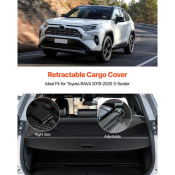 Retractable Cargo Cover, Upgraded Carbon Fiber Texture Trunk Cover, Anti-Peeping Luggage Privacy Shield, Easy Installation Security Shade Car Accessories, for Toyota RAV4 2019-2025 5-Seater