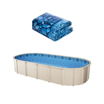 12 x 24 ft Oval Pool Liner, Unibead Above Ground Pool Liners, 52in Wall Height, Durable Standard Gauge Vinyl, Designed for Steel Sided Above-Ground Swimming Pools