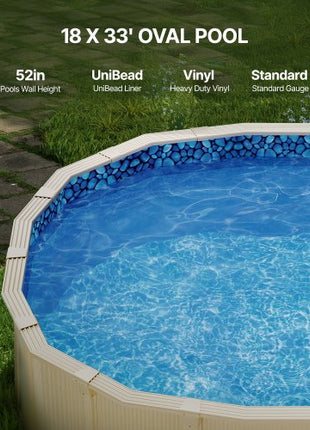 18-Foot-by-33-Foot Oval Pool Liner for Unibead Above Ground Swimming Pools, Standard Gauge, 52inch Wall Height