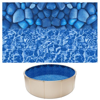 15ft Pool Liner, Round Overlap Swimming Pool Liner for 54 in Wall Height, Premium Vinyl, Easy Install with Leak-Proof Patches, Designed for Steel Sided Above-Ground,Outdoor, Boulder Swirl