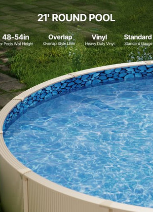 21-ft Round Above Ground Pool Liner, Overlap Pool Liners, Standard Gauge Vinyl, 48-to-54inch Wall Height, Designed for Steel Sided Above-Ground Swimming Pools