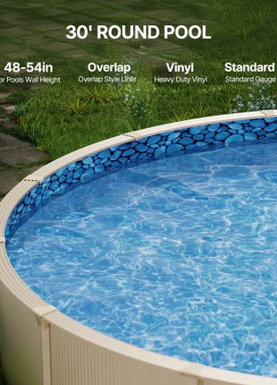 30-ft Round Above Ground Pool Liner, Overlap Pool Liners, Standard Gauge Vinyl, 48-to-54inch Wall Height, Designed for Steel Sided Above-Ground Swimming Pools