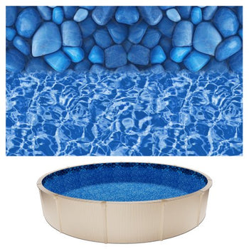 18ft Pool Liner, Round Overlap Swimming Pool Liner for 52 in Wall Height, Premium Vinyl, Easy Install with Leak-Proof Patches, Designed for Steel Sided Above-Ground,Outdoor, Boulder Swirl