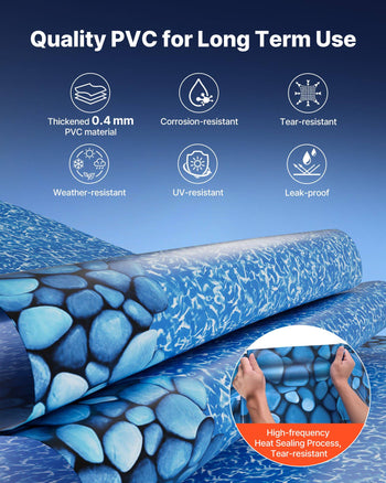 24ft Pool Liner, Round UniBead Swimming Pool Liner for 52 in Wall Height, Premium Vinyl, Easy Install with Leak-Proof Patches, Designed for Steel Sided Above-Ground,Outdoor, Boulder Swirl