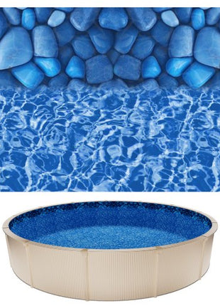 24ft Pool Liner, Round Overlap Swimming Pool Liner for 52 in Wall Height, Premium Vinyl, Easy Install with Leak-Proof Patches, Designed for Steel Sided Above-Ground,Outdoor, Boulder Swirl
