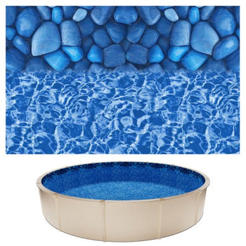 24ft Pool Liner, Round Overlap Swimming Pool Liner for 52 in Wall Height, Premium Vinyl, Easy Install with Leak-Proof Patches, Designed for Steel Sided Above-Ground,Outdoor, Boulder Swirl