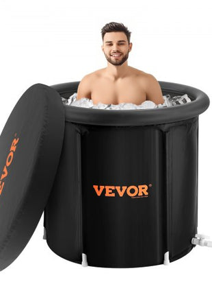 Ice Bath Tub, Cold Water Therapy Plunge Tub for Athlete, Portable Outdoor Ice Barrel Plunge Pool for Recovery, 98 Gal Inflatable Folding Bathtub with Cover, Home Ice Pod for Adult, 35.4"Lx30"H