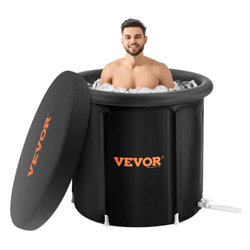 Ice Bath Tub, Cold Water Therapy Plunge Tub for Athlete, Portable Outdoor Ice Barrel Plunge Pool for Recovery, 98 Gal Inflatable Folding Bathtub with Cover, Home Ice Pod for Adult, 35.4"Lx30"H