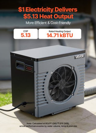 14710 BTU Pool Heat Pump, Electric Pool Heater for Above Ground Up to 3962 Gallons, Max COP 5.13, Heating & Cooling Dual Mode, Low Noise Smart Inverter Compressor, GFCI Protection for Swimming