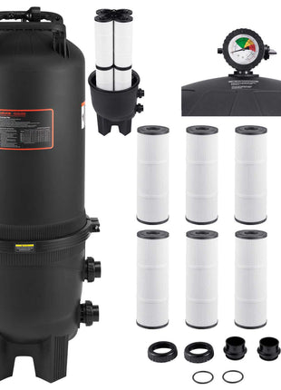 725 sq.ft² Cartridge Pool Filter Valve 21207GPH Swimming Pool Filtration System