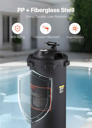 100 sq.ft² Cartridge Pool Filter Valve 6142 GPH Swimming Pool Filtration System