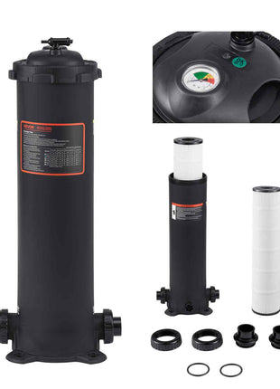 100 sq.ft² Cartridge Pool Filter Valve 6142 GPH Swimming Pool Filtration System