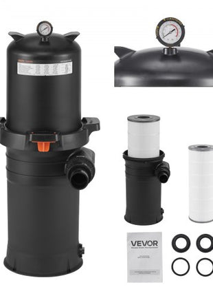 200 sq.ft² Cartridge Pool Filter Valve 9000 GPH Swimming Pool Filtration System