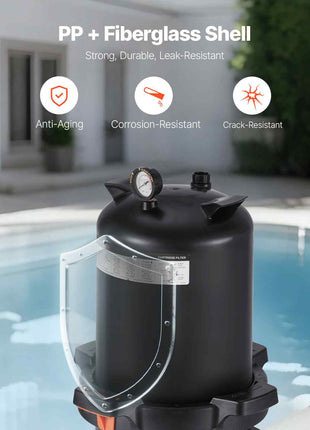 200 sq.ft² Cartridge Pool Filter Valve 9000 GPH Swimming Pool Filtration System