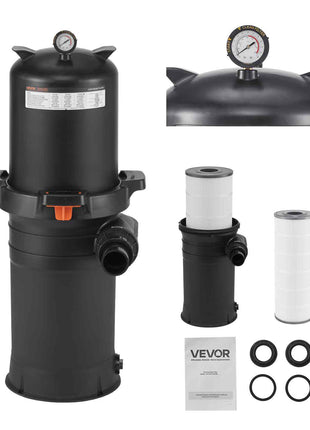 200 sq.ft² Cartridge Pool Filter Valve 9000 GPH Swimming Pool Filtration System