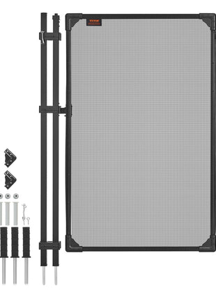 Pool Fence Gate, 4 x 2.5 ft Inground Swimming Pool Fences Gate, Outdoor Security Fencing Door Kit with Self-Closing and Self-Locking Design, 352 gsm Teslin PVC Mesh, Easy Installation, Black