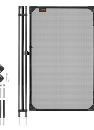 Pool Fence Gate, 4 x 2.5 ft Inground Swimming Pool Fences Gate, Outdoor Security Fencing Door Kit with Metal Latch, 352 gsm Teslin PVC Mesh, Round Tube, Lockable and Easy Installation, Black