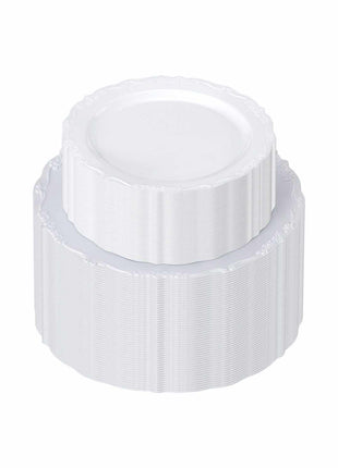 Plastic Disposable Plates, 100 Pcs White Plastic Plates, Heavy Duty Plastic Plates with 50 Pcs 9.8 Inch Plastic Dinner Plates and 50 Pcs 7.5 Inch Plastic Dessert Plates, for Wedding and Party