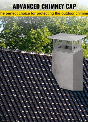 Chimney Cap, 13\" x 21\" Flue Caps, 304 Stainless Steel Fireplace Chimney Cover, Adjustable Metal Spark Arrestor with Bolts Screws, Mesh Chimney Flue Cover for Outside Existing Clay Flue Tile