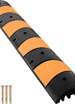 Rubber Speed Bump, 1 Pack 2 Channel Speed Bump Hump, 72.8\" Long Modular Speed Bump Rated 22000 LBS Load Capacity, 72.8 x 12.2 x 2.2 Garage Speed Bump for Asphalt Concrete Gravel Driveway-6 FT