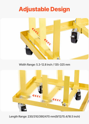 Engine Stand, 750 LBS Load Capacity Engine Motor Stand with Adjustable Width & Length, Heavy-Duty Steel Motor Holder with 4 Swivel Casters and 2 Ratchet Straps, Suitable for Most Engines