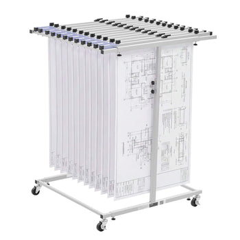 Blueprint Storage Rack, Steel, Mobile Adjustable Blueprint Holder, Vertical Drawing Rack with Wheels, File Storage Organizer Stand, for Construction Plans Posters Home Office, Without Clamps