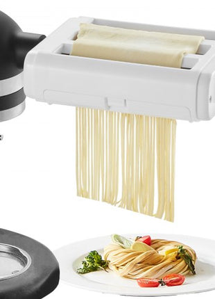 Pasta Attachment for KitchenAid Stand Mixer, 3-IN-1 Stainless Steel Pasta Roller Cutter Set Including Pasta Sheet Roller, Spaghetti and Fettuccine Cutter, 8 Adjustable Thickness Knob Pasta Maker