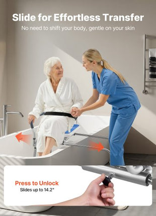 Sliding Shower Chair, 400 lbs Tub Transfer Bench for Bathtub with Swivel Seat, Padded Shower Bench with Arms and Backrest, Height Adjustable for Handicap, Adults, Seniors, Elderly and Disabled