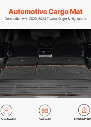 Cargo Mats Compatible with Toyota Kluger & Highlander 2020-2024, Custom Fit TPE Cargo Liner Set for SUVs, Trunk and Rear Back Seat Protector Replacement, Trunk Mat and Backrest Mats