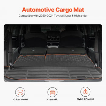 Cargo Mats Compatible with Toyota Kluger & Highlander 2020-2024, Custom Fit TPE Cargo Liner Set for SUVs, Trunk and Rear Back Seat Protector Replacement, Trunk Mat and Backrest Mats