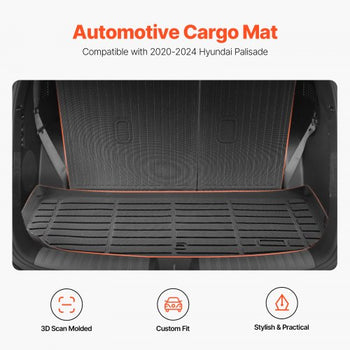 Cargo Mats Compatible with Hyundai Palisade 2020-2024, Custom Fit TPE Cargo Liner Set for SUVs, Trunk and Rear Back Seat Protector Replacement, Black, Trunk Mat and Backrest Mats