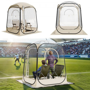 Pop up Sports Tent, 50x50 in Clear Bubble Tent for 1 Person, Waterproof Outdoor Pod with Floor Mat & Top Cover, Garden Igloo Dome Tents Camping Shelter for Events Fishing Cheering