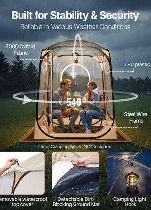 Pop up Sports Tent, 50x50 in Clear Bubble Tent for 1 Person, Waterproof Outdoor Pod with Floor Mat & Top Cover, Garden Igloo Dome Tents Camping Shelter for Events Fishing Cheering