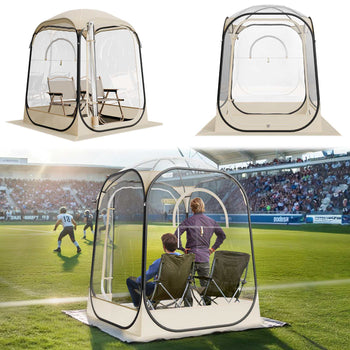 Pop up Sports Tent, 50x50 in Clear Bubble Tent for 1 Person, Waterproof Outdoor Pod with Floor Mat & Top Cover, Garden Igloo Dome Tents Camping Shelter for Events Fishing Cheering