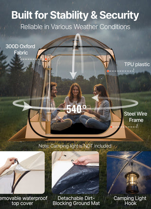 Pop up Sports Tent, 63x63 in Clear Bubble Tent for 2-4 Persons, Waterproof Outdoor Pod with Floor Mat & Top Cover, Garden Igloo Dome Tents Camping Shelter for Events Fishing Cheering