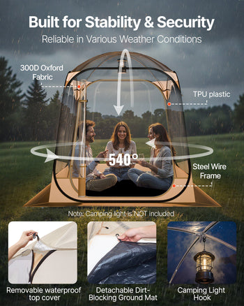 Pop up Sports Tent, 63x63 in Clear Bubble Tent for 2-4 Persons, Waterproof Outdoor Pod with Floor Mat & Top Cover, Garden Igloo Dome Tents Camping Shelter for Events Fishing Cheering