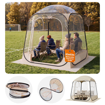 Pop up Sports Tent, 63x63 in Clear Bubble Tent for 2-4 Persons, Waterproof Outdoor Pod with Floor Mat & Top Cover, Garden Igloo Dome Tents Camping Shelter for Events Fishing Cheering