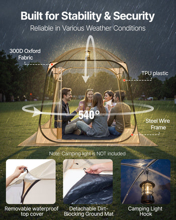Pop up Sports Tent, 72x72 in Clear Bubble Tent for 2-4 Persons, Waterproof Outdoor Pod with Floor Mat & Top Cover, Garden Igloo Dome Tents Camping Shelter for Events Fishing Cheering
