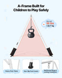 Toddler Swing and Jumper, 2 in 1 Swing Set and Bouncer, Soft Cushion with Foldable A-Frame Metal Stand, Heavy-Duty Thick Ropes, Easy to Install and Store, for Indoor or Outdoor Play, Gray