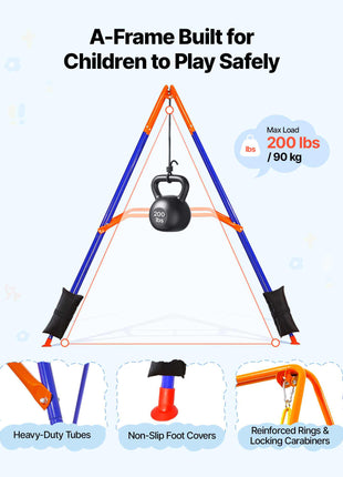 Toddler Swing and Jumper, 2 in 1 Swing Set and Bouncer, Thick Plastic Seat with Foldable A-Frame Metal Stand, Reinforced with 4 Sandbags, Easy to Install and Store, for Indoor or Outdoor Play