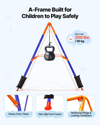 Toddler Swing and Jumper, 2 in 1 Swing Set and Bouncer, Thick Plastic Seat with Foldable A-Frame Metal Stand, Reinforced with 4 Sandbags, Easy to Install and Store, for Indoor or Outdoor Play